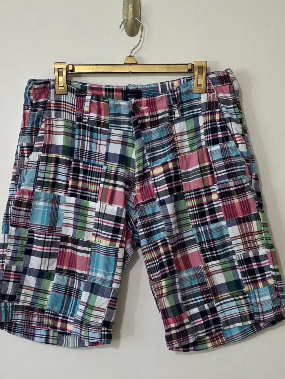 Gap Lived In Madras Patchwork Plaid Shorts Cotton Breathable Preppy Nantucket 32